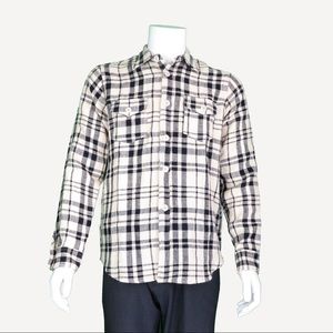 HAIKURE Pure Plaid Long Sleeve Linen Button Up